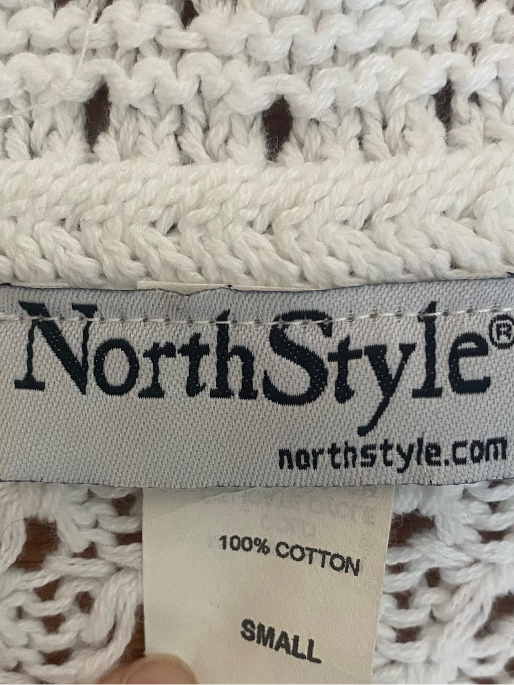 NorthStyle White Open Knit Crochet Cardigan Sweater Shrug Boho Cottagecore Small - Picture 8 of 10